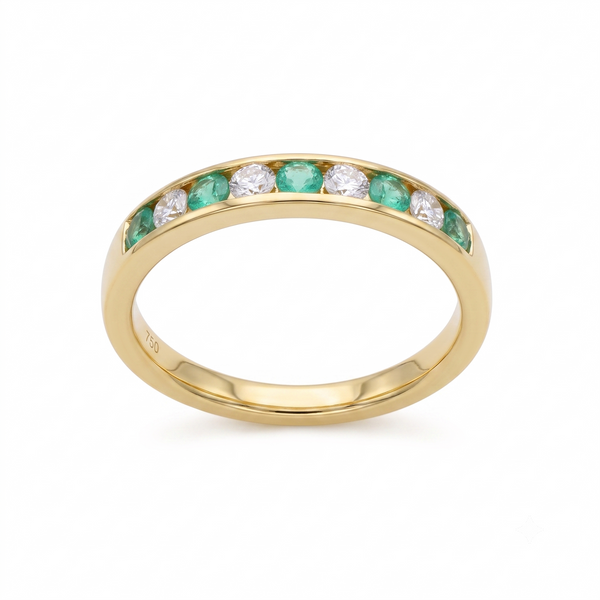 Anillo Oro Amarillo con Esmeraldas y Diamantes | AN-14626