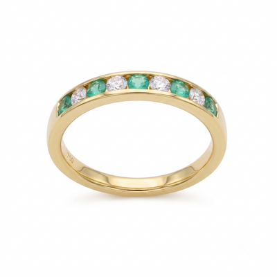 Anillo Oro Amarillo con Esmeraldas y Diamantes | AN-14626