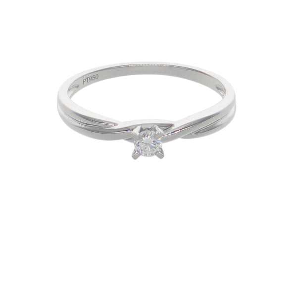 Anillo Solitario de Platino con Diamante 0,10 ct | AN-14628
