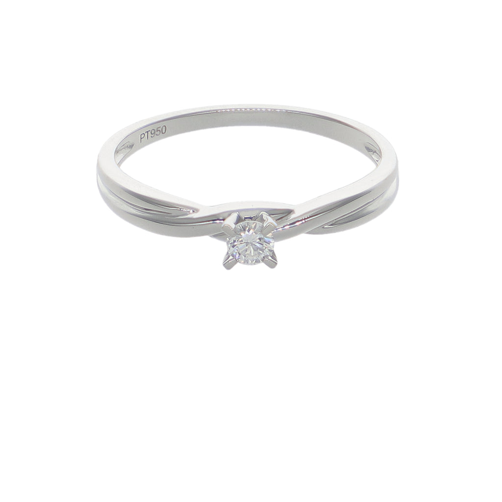 Anillo Solitario de Platino con Diamante 0,10 ct | AN-14628