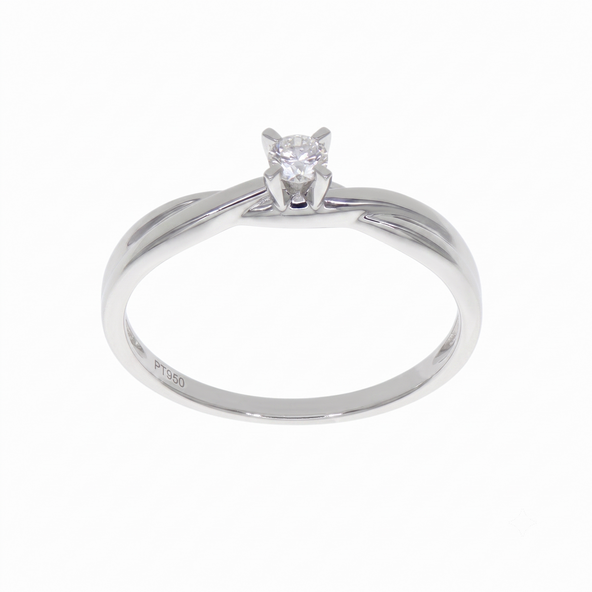 Anillo Solitario de Platino con Diamante 0,10 ct | AN-14628