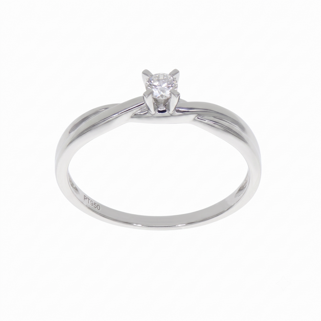 Anillo Solitario de Platino con Diamante 0,10 ct | AN-14628