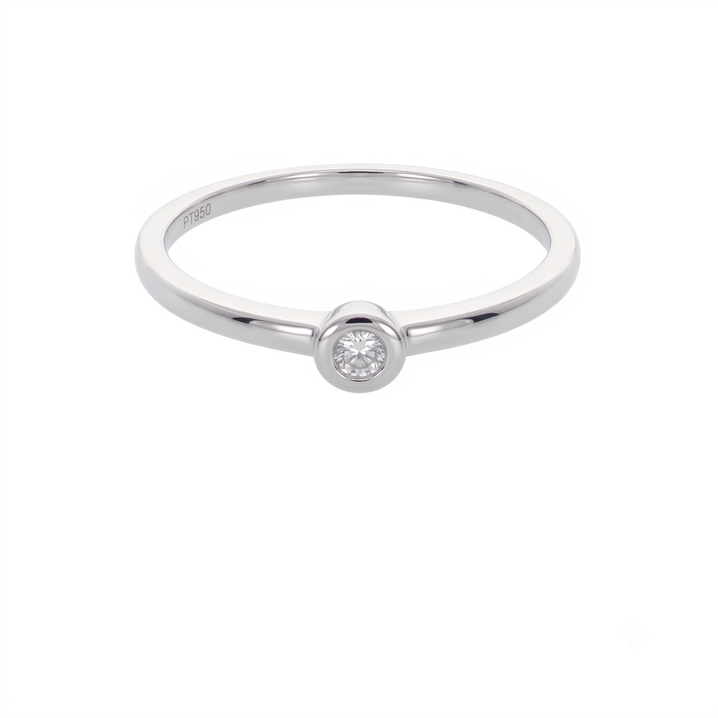 Anillo Platino con Diamante 0,04 ct Solitario  | AN-14629