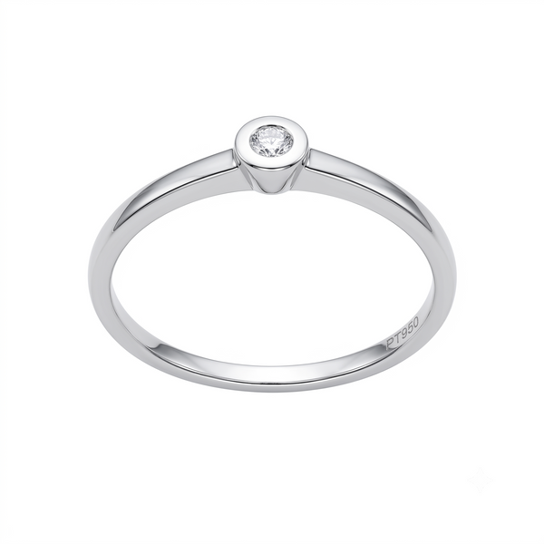 Anillo Platino con Diamante 0,04 ct Solitario  | AN-14629