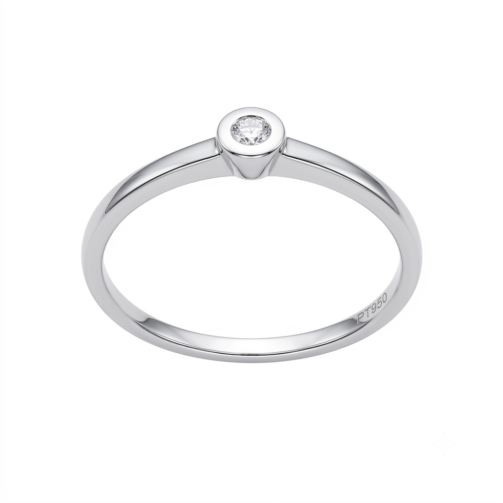 Anillo Platino con Diamante 0,04 ct Solitario  | AN-14629