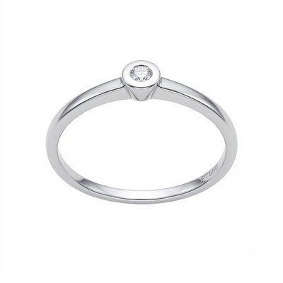 Anillo Platino con Diamante 0,04 ct Solitario  | AN-14629