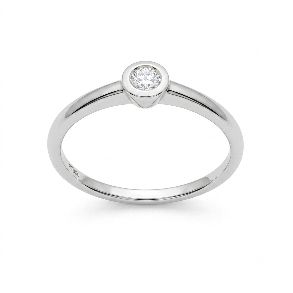 Anillo Platino con Diamante 0,09 ct Solitario  | AN-14630
