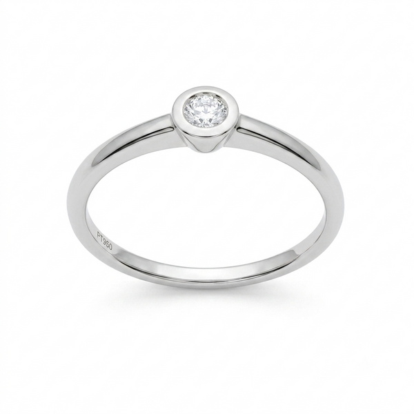 Anillo Platino con Diamante 0,09 ct Solitario  | AN-14630