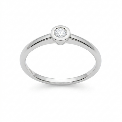 Anillo Platino con Diamante 0,09 ct Solitario  | AN-14630