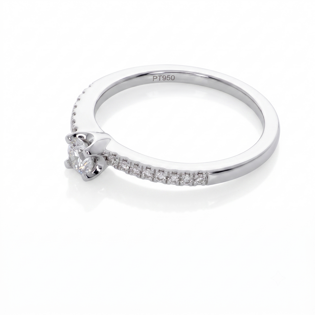 Anillo Solitario de Platino con Diamante 0,30 ct Total | AN-14631