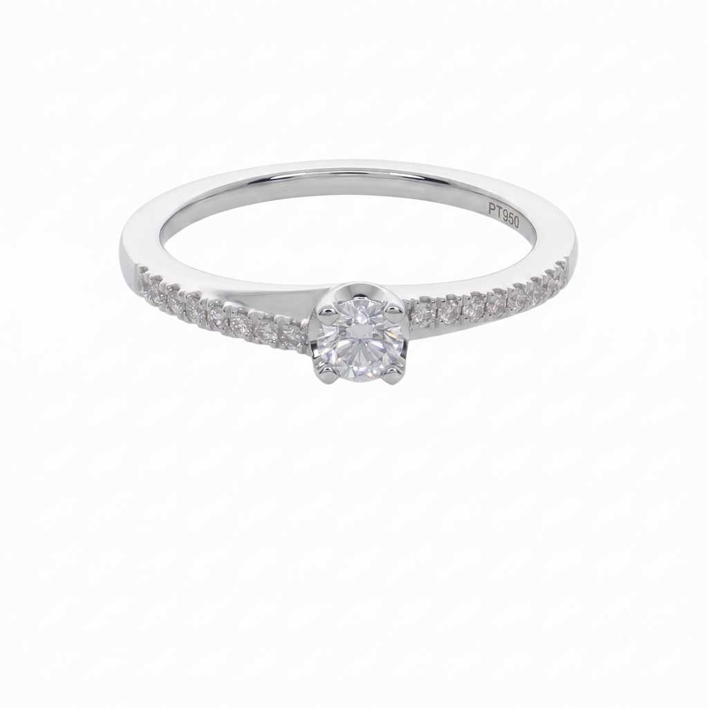 Anillo Solitario de Platino con Diamante 0,30 ct Total | AN-14631