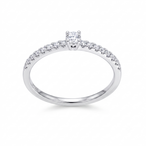 Anillo Platino con Diamantes 0,25 ct Solitario| AN-14633
