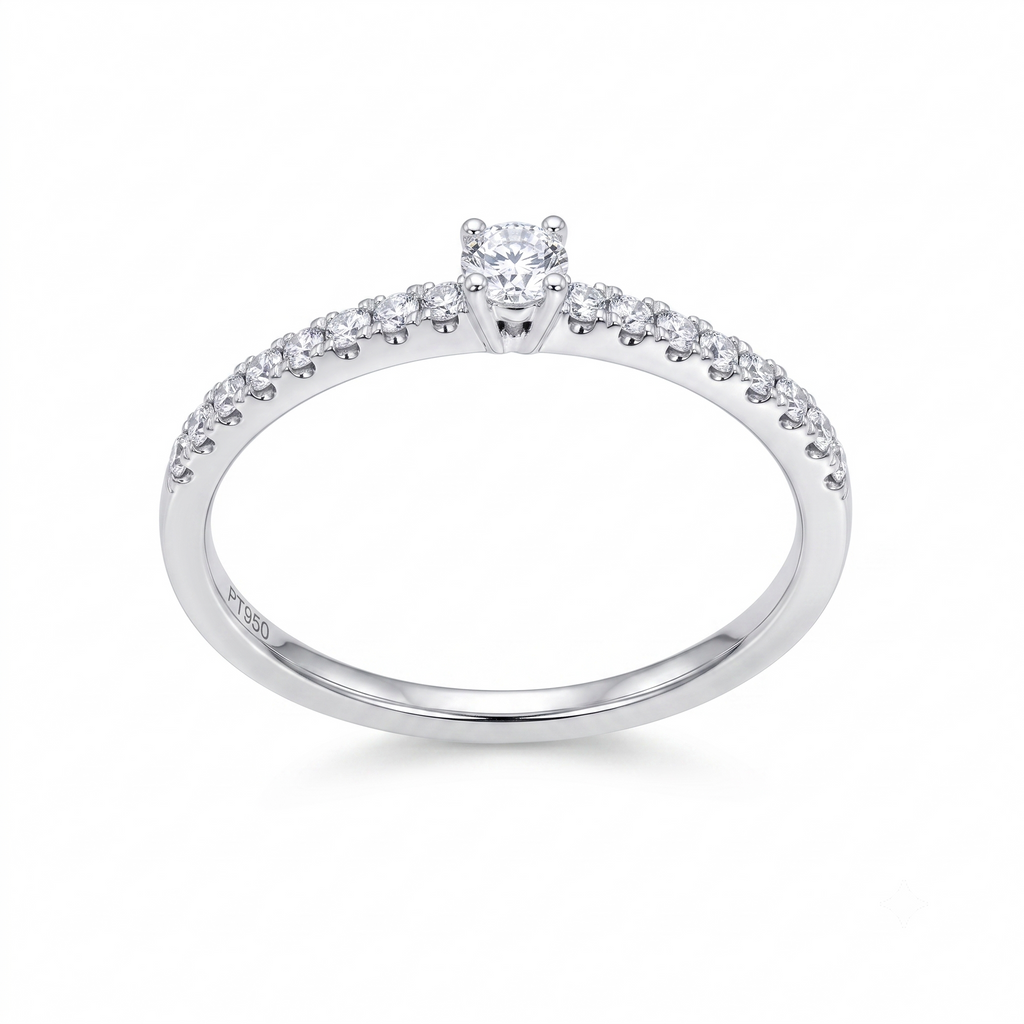 Anillo Platino con Diamantes 0,25 ct Solitario| AN-14633