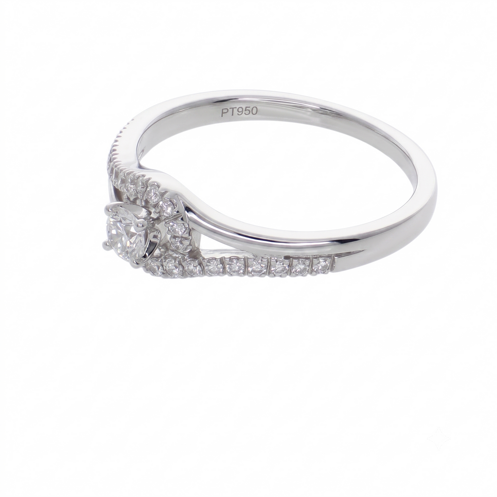 Anillo Platino con Diamantes 0,25 ct Solitario| AN-14636