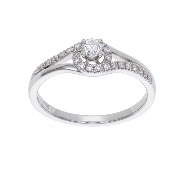 Anillo Platino con Diamantes 0,25 ct Solitario| AN-14636