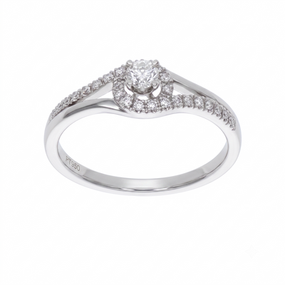 Anillo Platino con Diamantes 0,25 ct Solitario| AN-14636