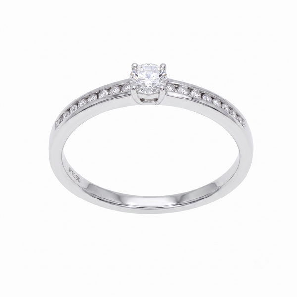 Anillo Platino con Diamantes 0,30 ct Solitario| AN-14637