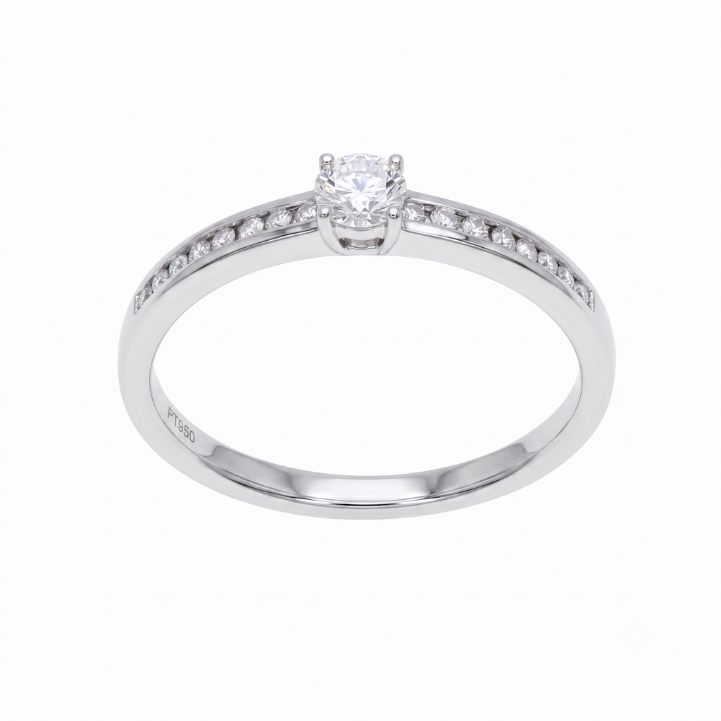 Anillo Platino con Diamantes 0,30 ct Solitario| AN-14637