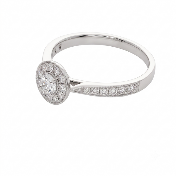 Anillo Platino con Diamantes 0,30 ct Halo | AN-14638