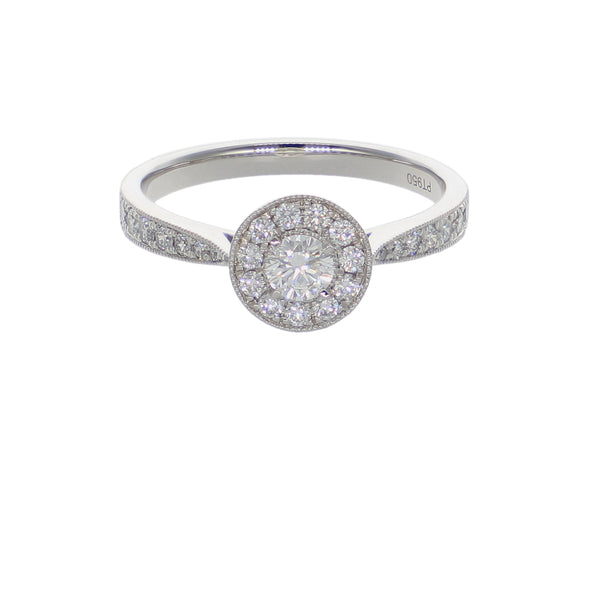 Anillo Platino con Diamantes 0,30 ct Halo | AN-14638
