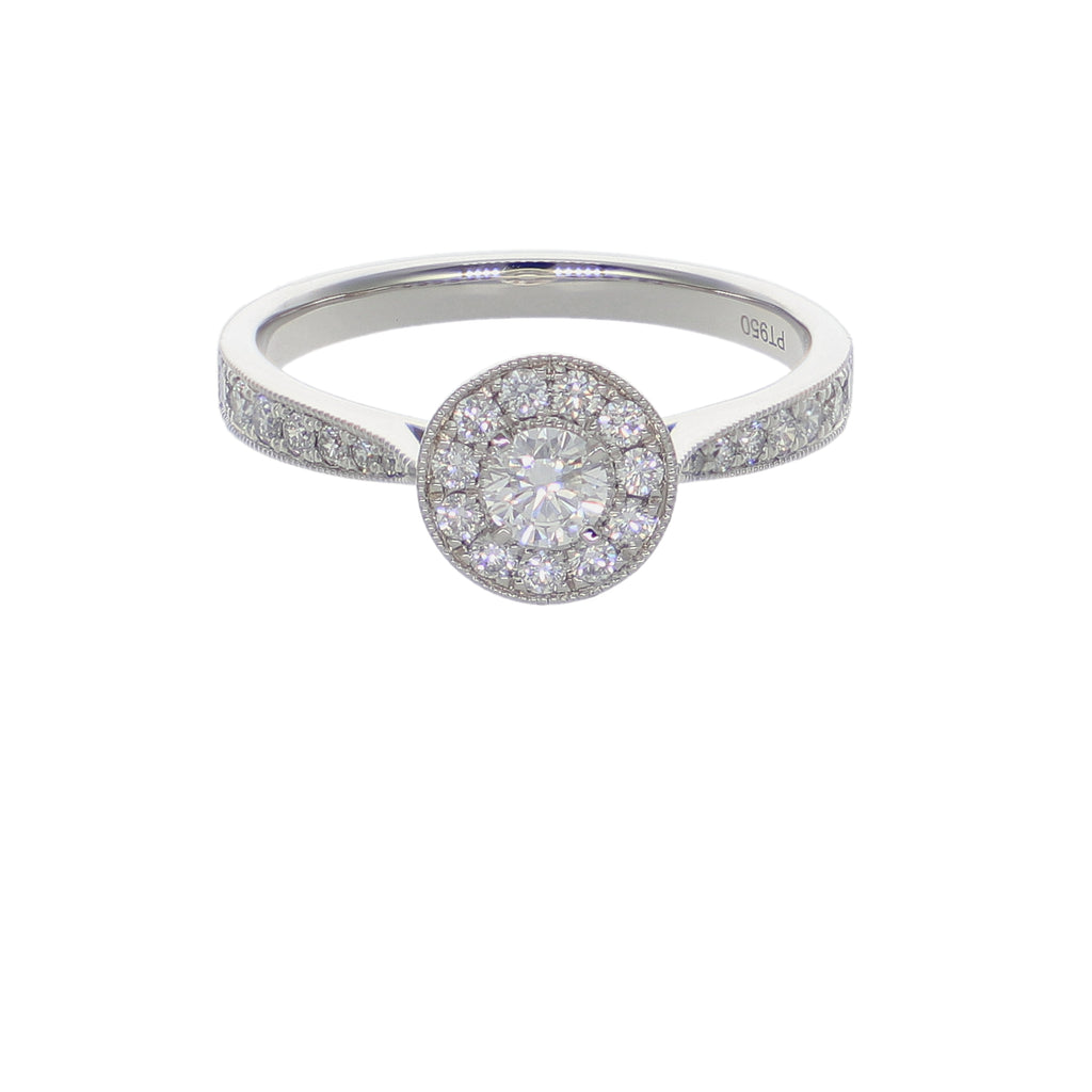 Anillo Platino con Diamantes 0,30 ct Halo | AN-14638