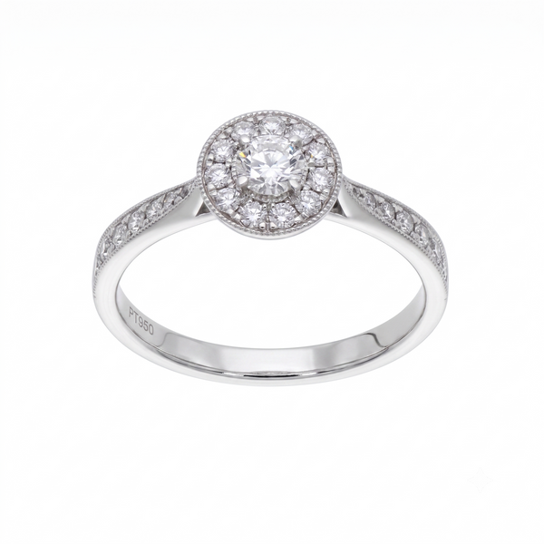 Anillo Platino con Diamantes 0,30 ct Halo | AN-14638
