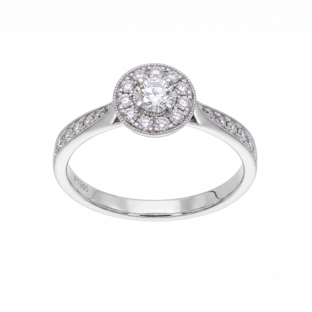Anillo Platino con Diamantes 0,30 ct Halo | AN-14638