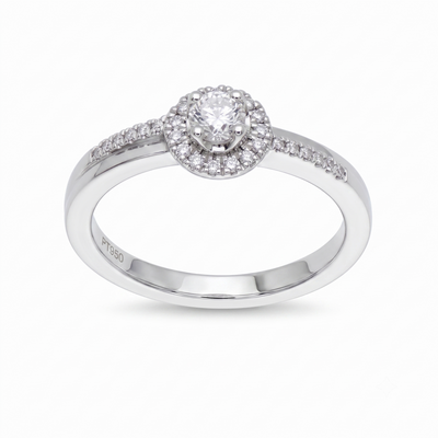 Anillo Platino con Diamantes 0,33 ct Solitario| AN-14640