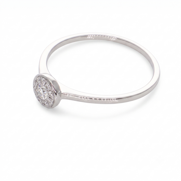 Anillo Platino con Diamantes 0,18 ct Halo | AN-14641