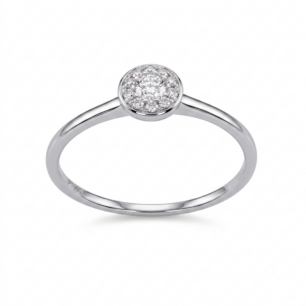 Anillo Platino con Diamantes 0,18 ct Halo | AN-14641