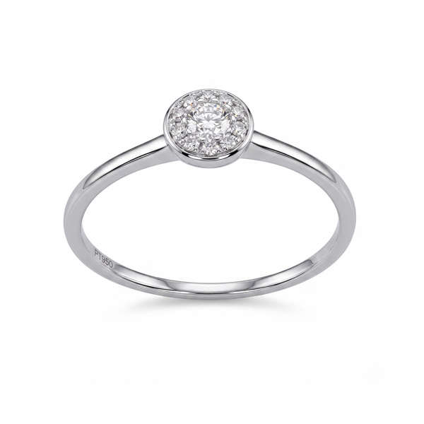 Anillo Platino con Diamantes 0,18 ct Halo | AN-14641