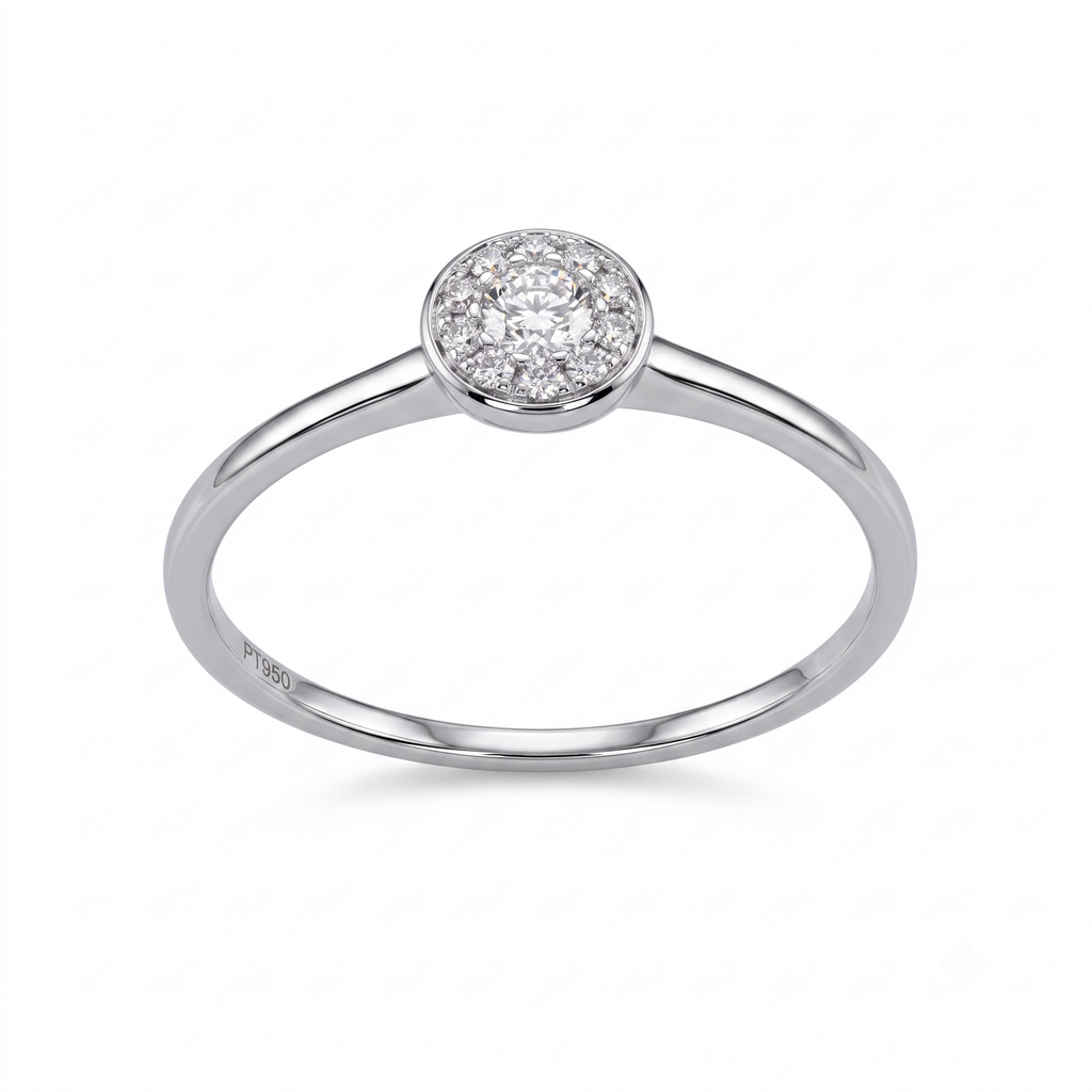 Anillo Platino con Diamantes 0,18 ct Halo | AN-14641