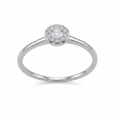 Anillo Platino con Diamantes 0,18 ct Halo | AN-14641