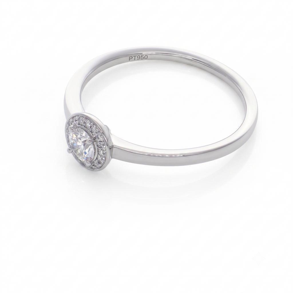 Anillo Platino con Diamantes 0,22 ct Halo | AN-14642