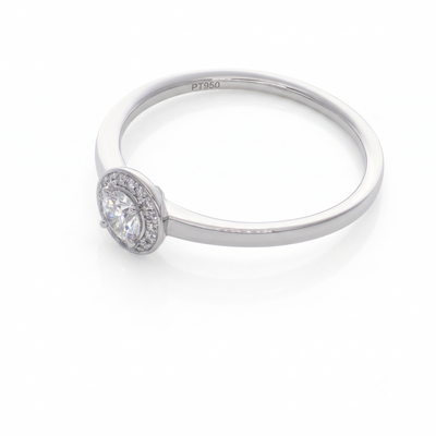 Anillo Platino con Diamantes 0,22 ct Halo | AN-14642