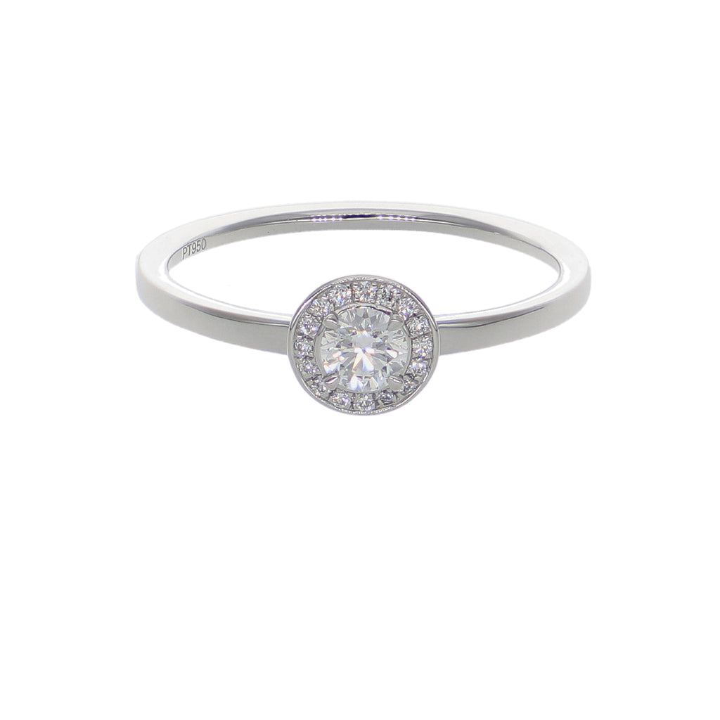 Anillo Platino con Diamantes 0,22 ct Halo | AN-14642