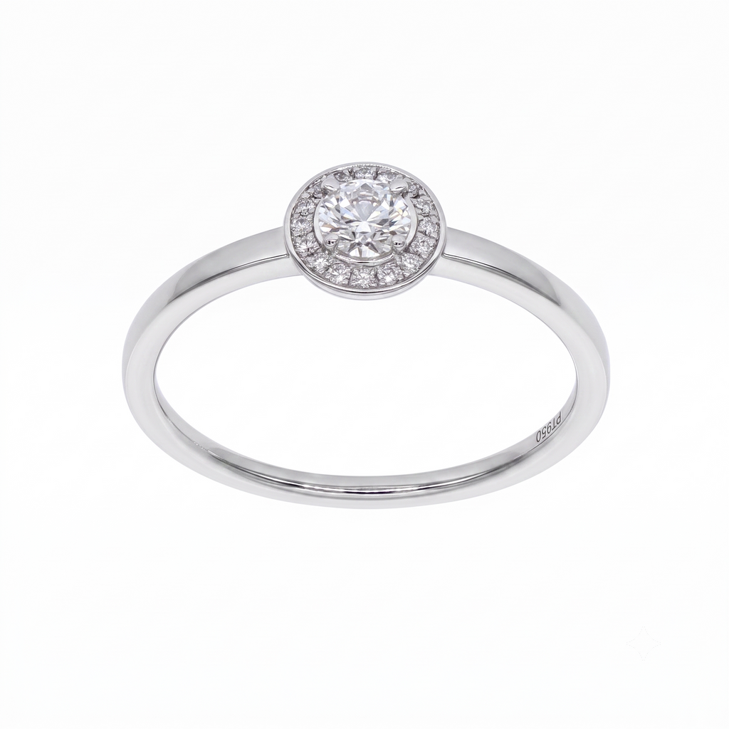 Anillo Platino con Diamantes 0,22 ct Halo | AN-14642