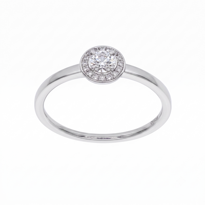 Anillo Platino con Diamantes 0,22 ct Halo | AN-14642