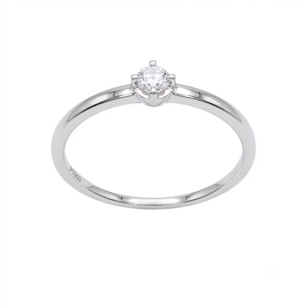 Anillo Platino con Diamante 0,11 ct Solitario | AN-14643