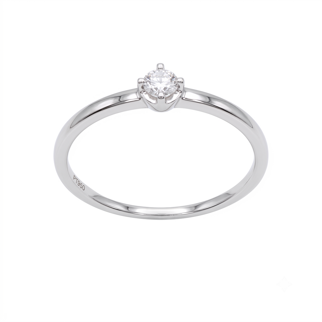 Anillo Platino con Diamante 0,11 ct Solitario | AN-14643