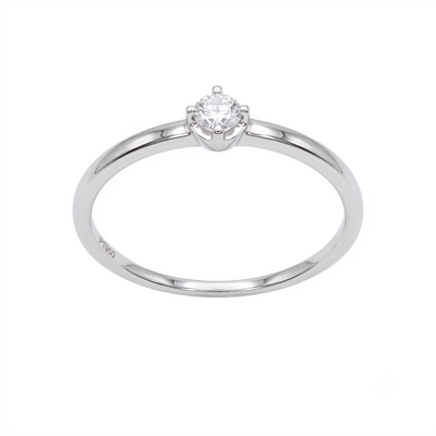Anillo Platino con Diamante 0,11 ct Solitario | AN-14643