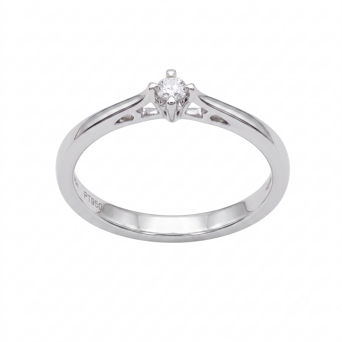 Anillo Platino con Diamante 0,06 ct Solitario | AN-14644