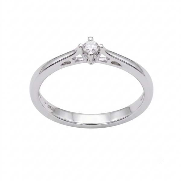 Anillo Platino con Diamante 0,06 ct Solitario | AN-14644