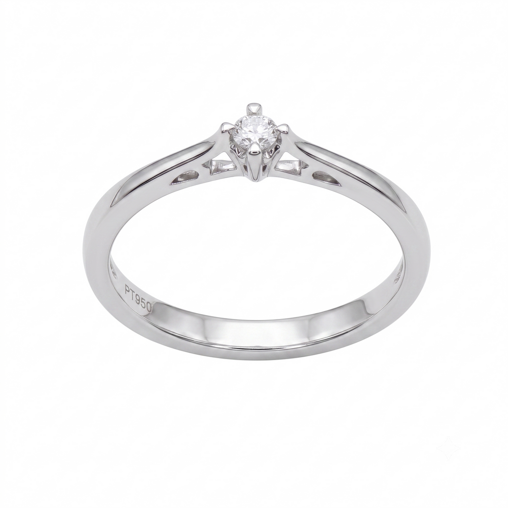 Anillo Platino con Diamante 0,06 ct Solitario | AN-14644