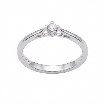 Anillo Platino con Diamante 0,06 ct Solitario | AN-14644