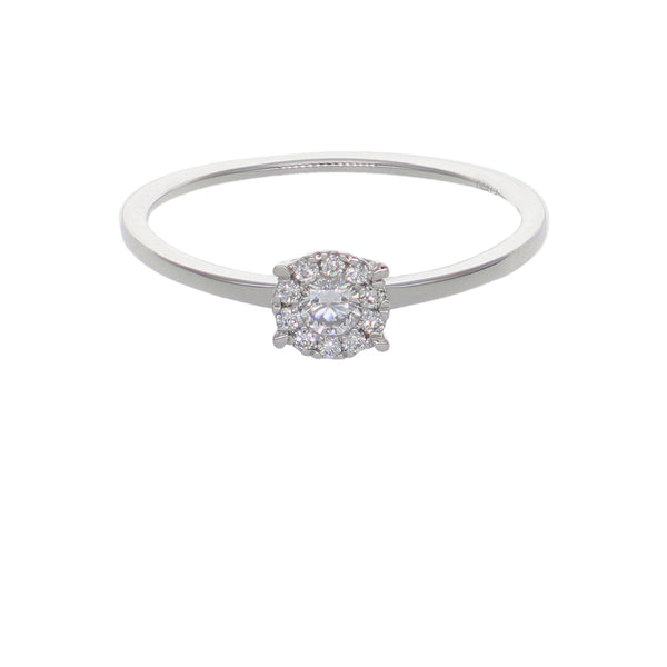 Anillo Platino con Diamante 0,15 ct Halo | AN-14652