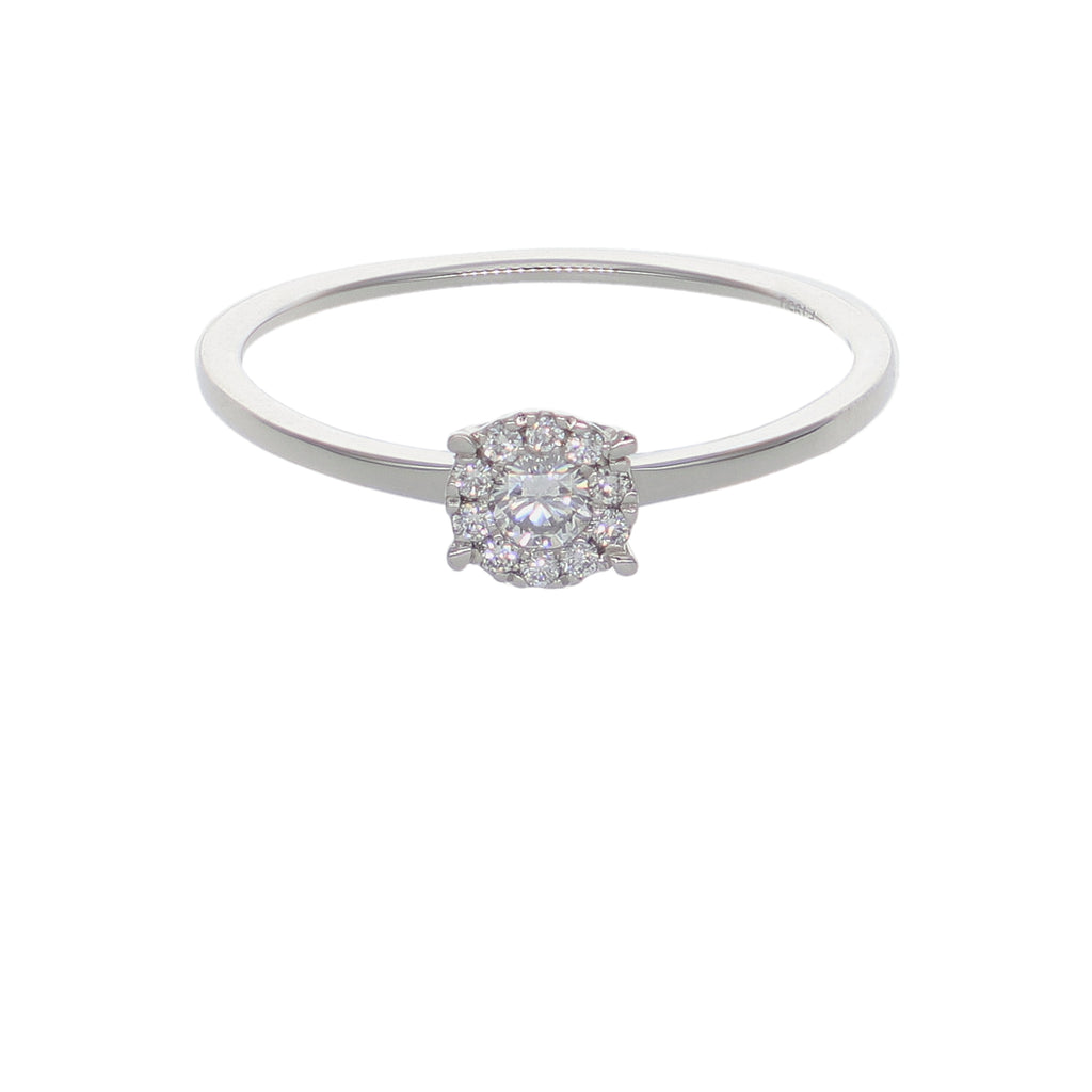 Anillo Platino con Diamante 0,15 ct Halo | AN-14652