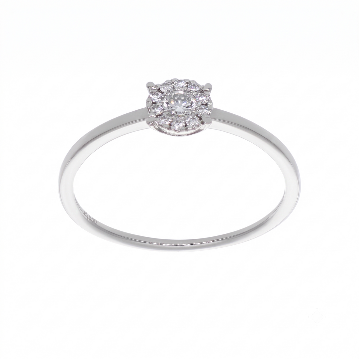 Anillo Platino con Diamante 0,15 ct Halo | AN-14652