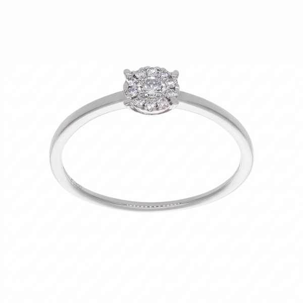 Anillo Platino con Diamante 0,15 ct Halo | AN-14652