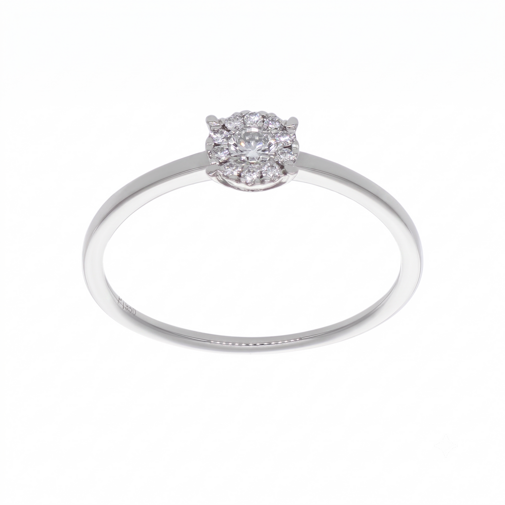 Anillo Platino con Diamante 0,15 ct Halo | AN-14652